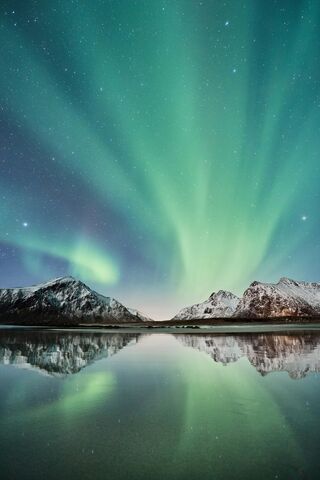 Aurora at Skagsanden Beach, jigsaw puzzle photo