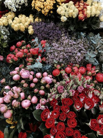 Peonies and Roses at the Florist, jigsaw puzzle photo