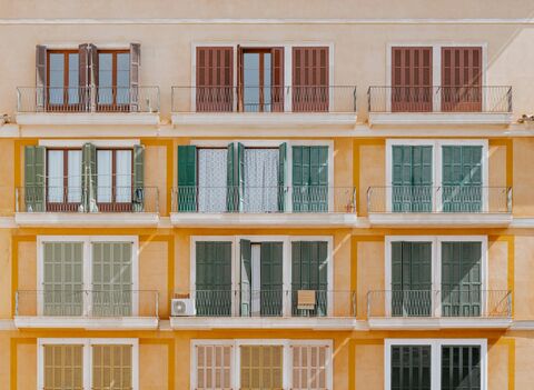 Ochre Shuttered Facade, jigsaw puzzle photo